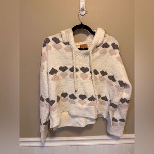 POL Cream Heart Pattern Hoodie